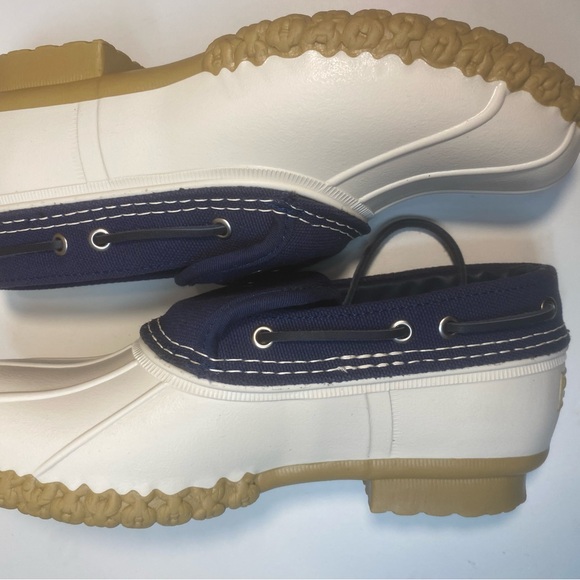 🔥 L.L. BEAN NEW LTD EDITION WHITE AND NAVY CANVAS DUCK BOOTS WOMENS SIZE 9M - Picture 6 of 10